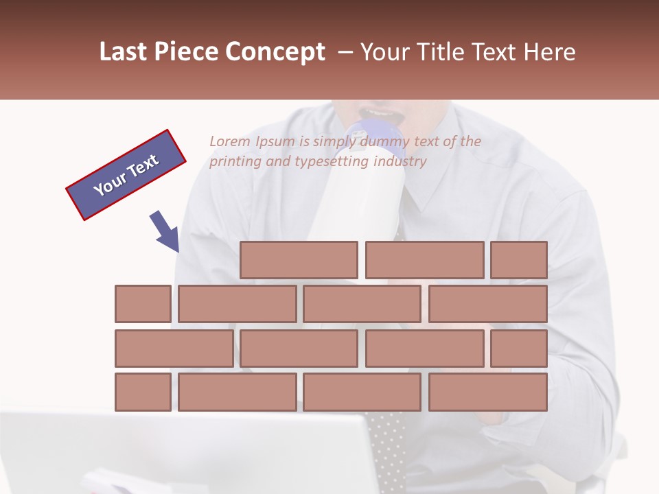 A Man Holding A Megaphone In Front Of A Laptop PowerPoint Template