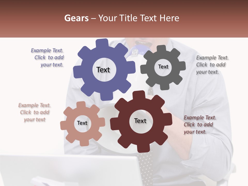 A Man Holding A Megaphone In Front Of A Laptop PowerPoint Template