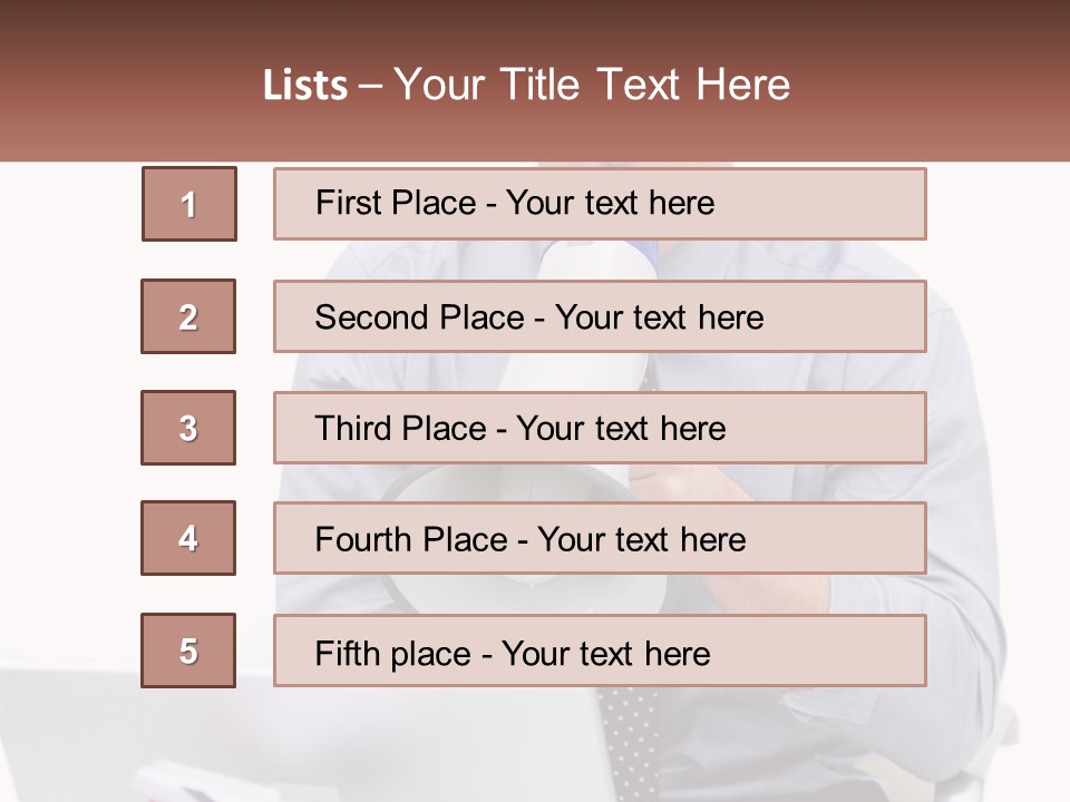 A Man Holding A Megaphone In Front Of A Laptop PowerPoint Template
