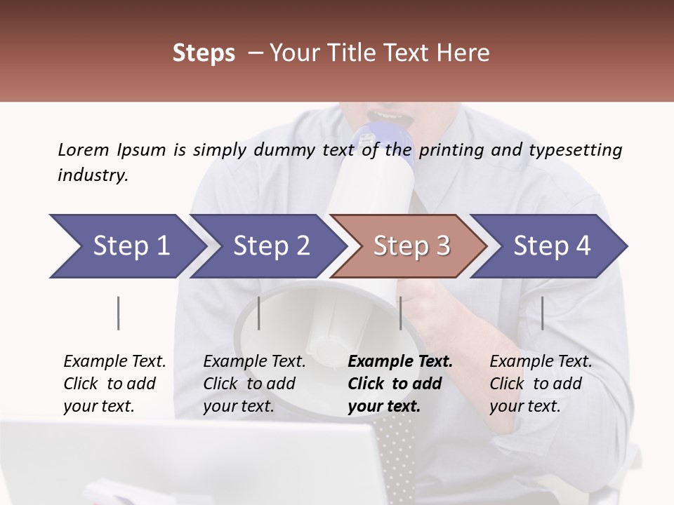 A Man Holding A Megaphone In Front Of A Laptop PowerPoint Template