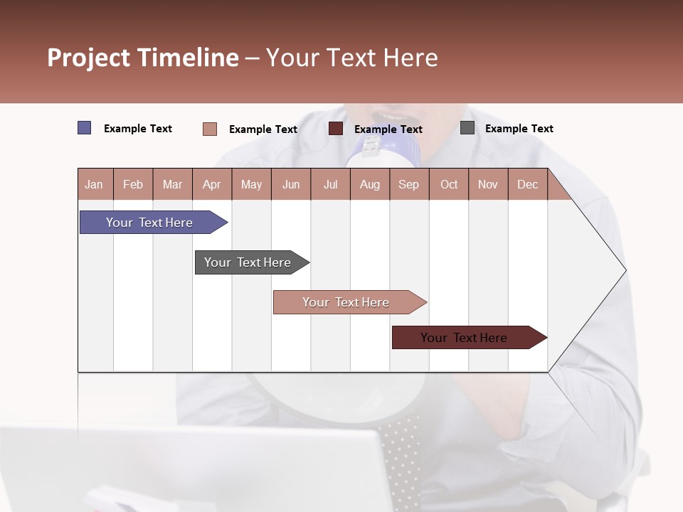 A Man Holding A Megaphone In Front Of A Laptop PowerPoint Template