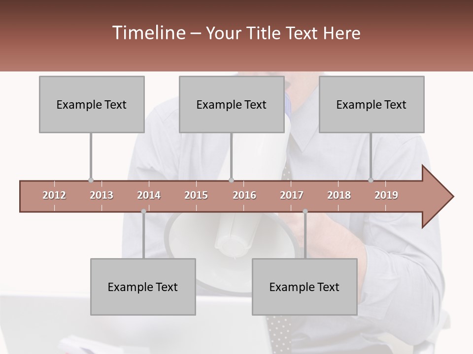 A Man Holding A Megaphone In Front Of A Laptop PowerPoint Template