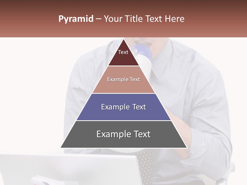 A Man Holding A Megaphone In Front Of A Laptop PowerPoint Template