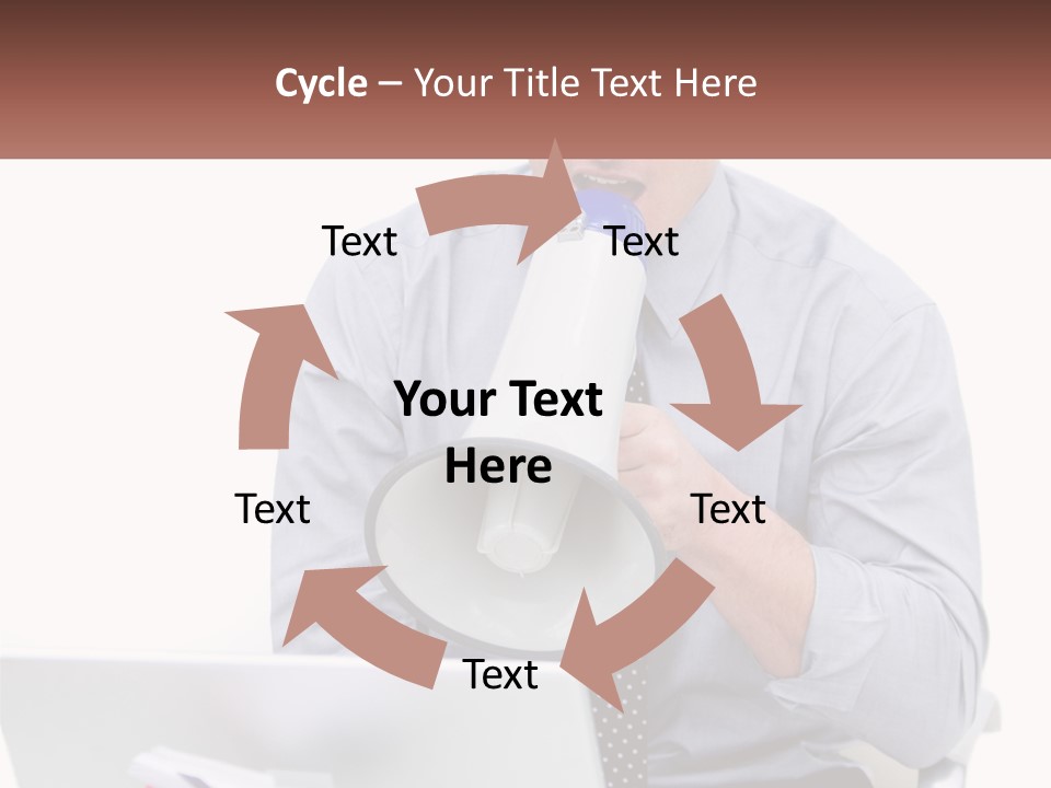 A Man Holding A Megaphone In Front Of A Laptop PowerPoint Template