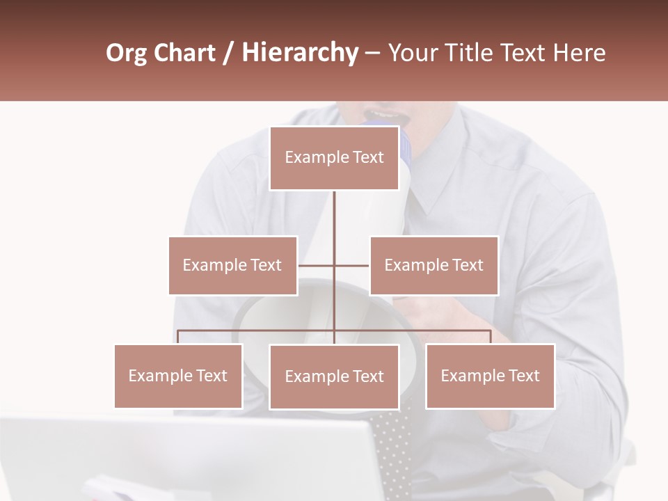 A Man Holding A Megaphone In Front Of A Laptop PowerPoint Template