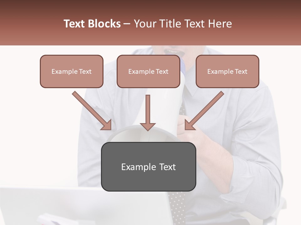A Man Holding A Megaphone In Front Of A Laptop PowerPoint Template