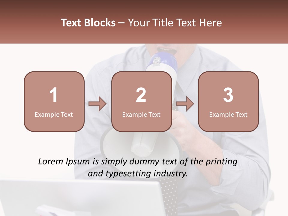 A Man Holding A Megaphone In Front Of A Laptop PowerPoint Template