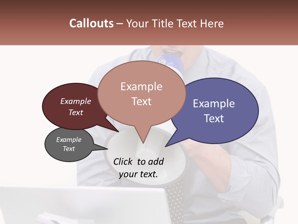 A Man Holding A Megaphone In Front Of A Laptop PowerPoint Template