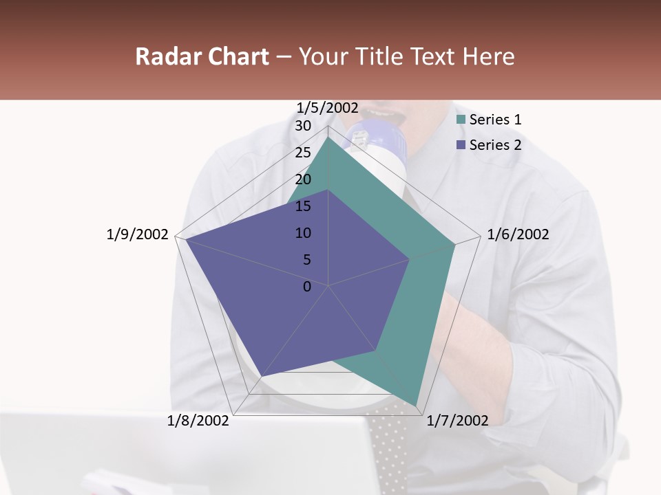 A Man Holding A Megaphone In Front Of A Laptop PowerPoint Template