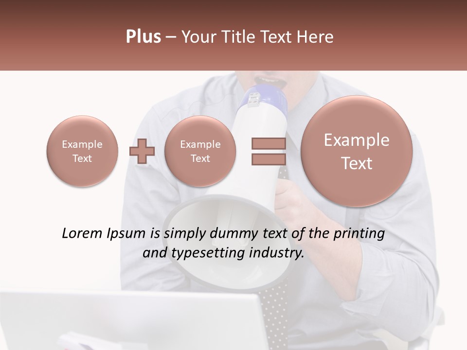 A Man Holding A Megaphone In Front Of A Laptop PowerPoint Template