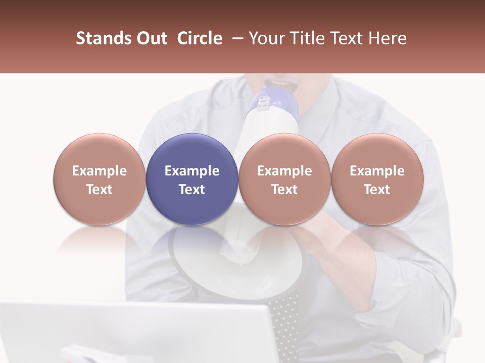 A Man Holding A Megaphone In Front Of A Laptop PowerPoint Template