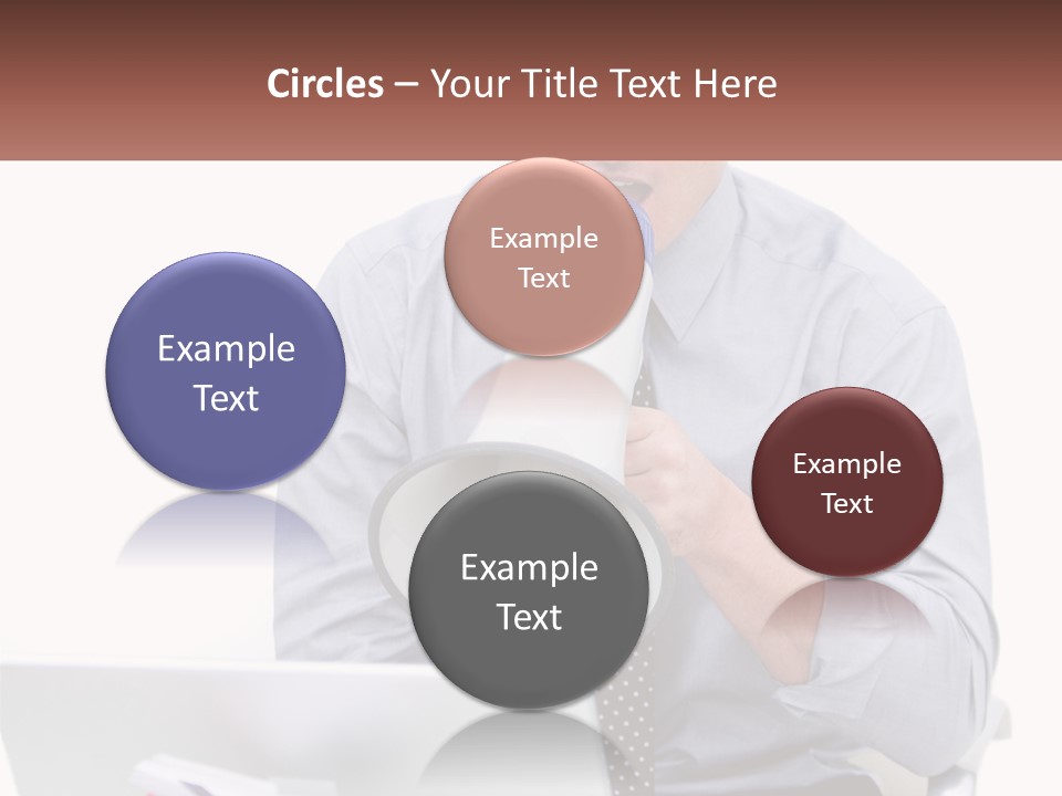 A Man Holding A Megaphone In Front Of A Laptop PowerPoint Template