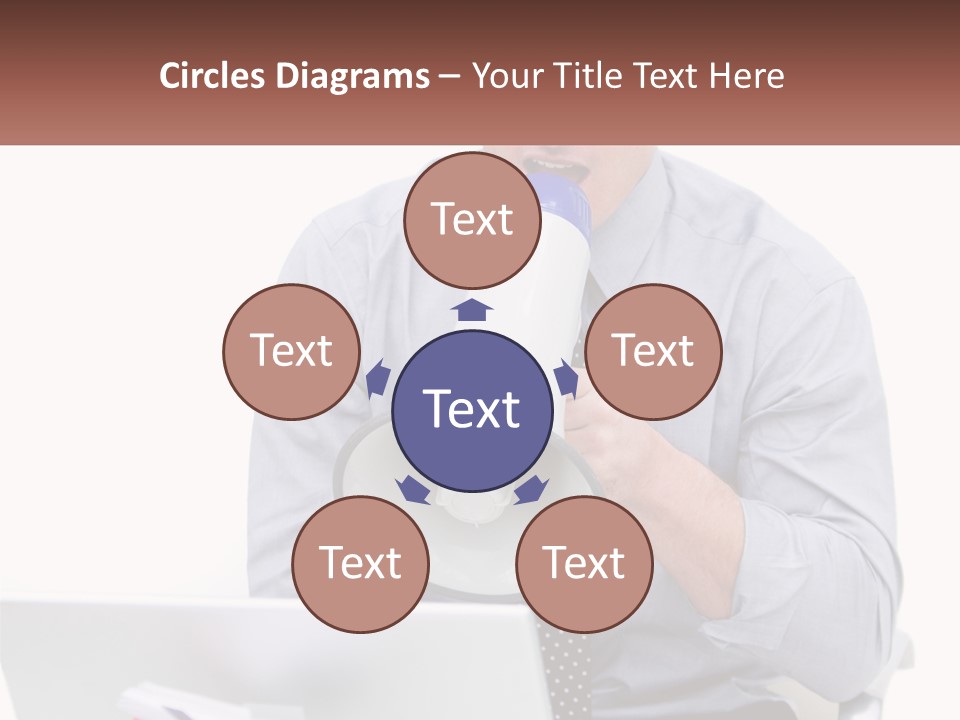 A Man Holding A Megaphone In Front Of A Laptop PowerPoint Template