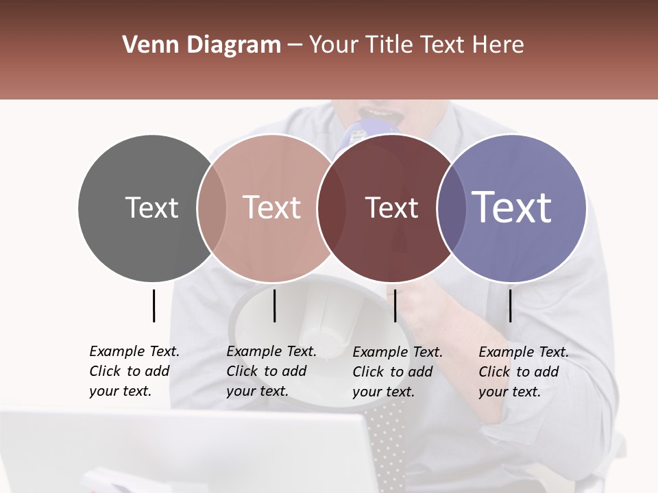 A Man Holding A Megaphone In Front Of A Laptop PowerPoint Template