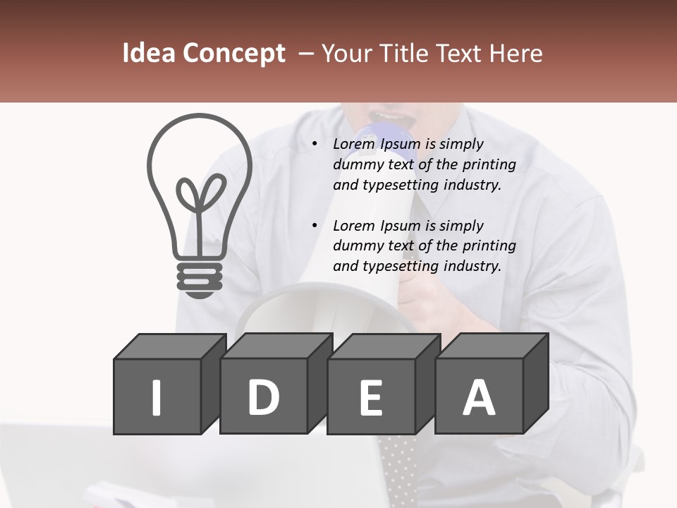 A Man Holding A Megaphone In Front Of A Laptop PowerPoint Template