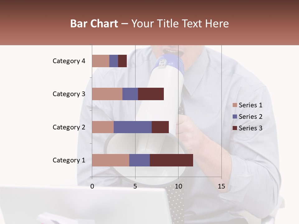 A Man Holding A Megaphone In Front Of A Laptop PowerPoint Template