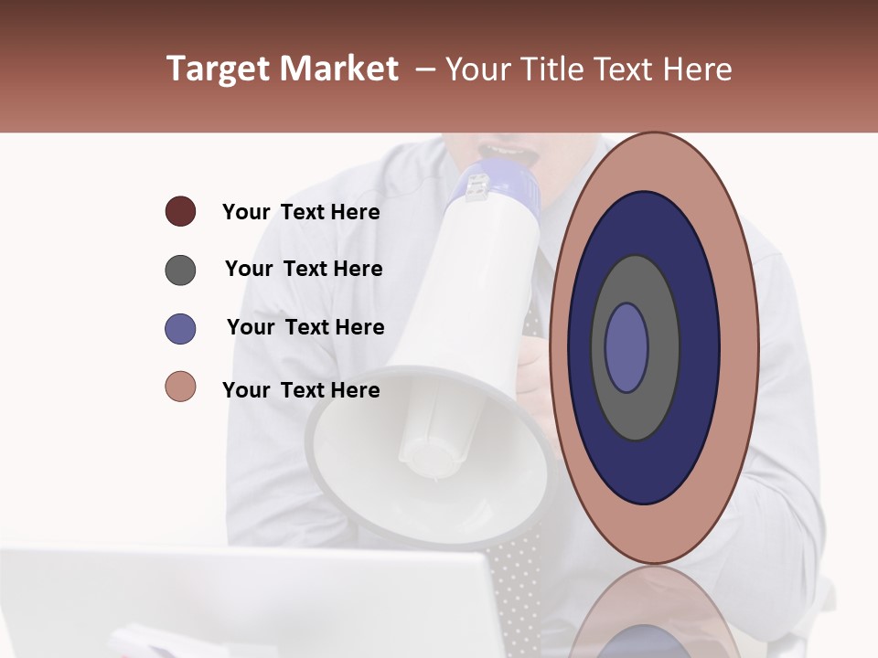 A Man Holding A Megaphone In Front Of A Laptop PowerPoint Template