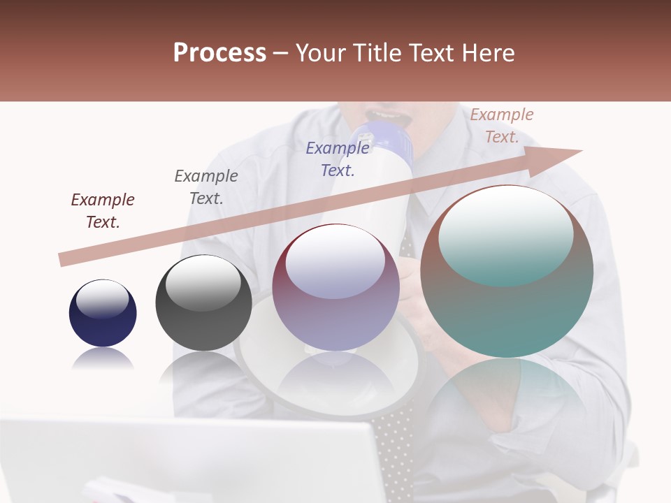 A Man Holding A Megaphone In Front Of A Laptop PowerPoint Template