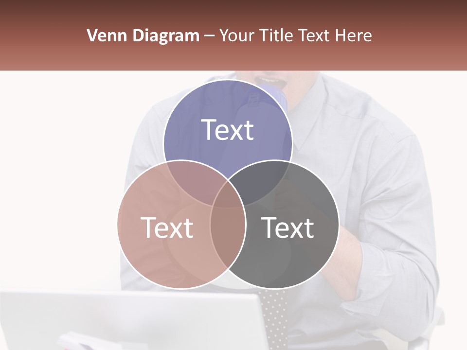 A Man Holding A Megaphone In Front Of A Laptop PowerPoint Template