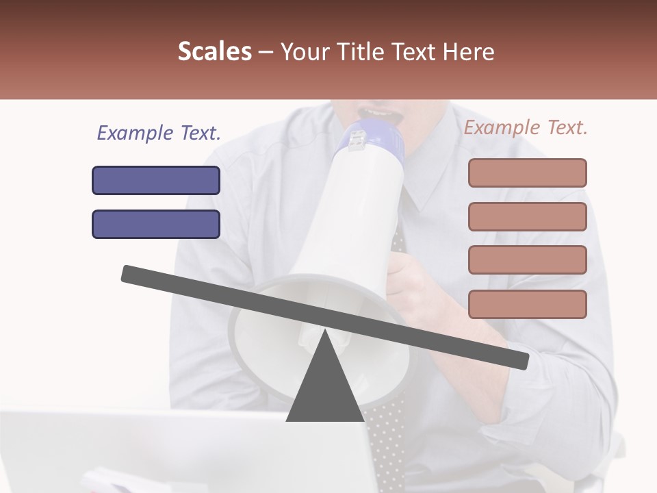 A Man Holding A Megaphone In Front Of A Laptop PowerPoint Template