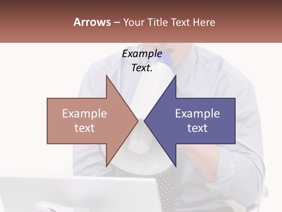 A Man Holding A Megaphone In Front Of A Laptop PowerPoint Template