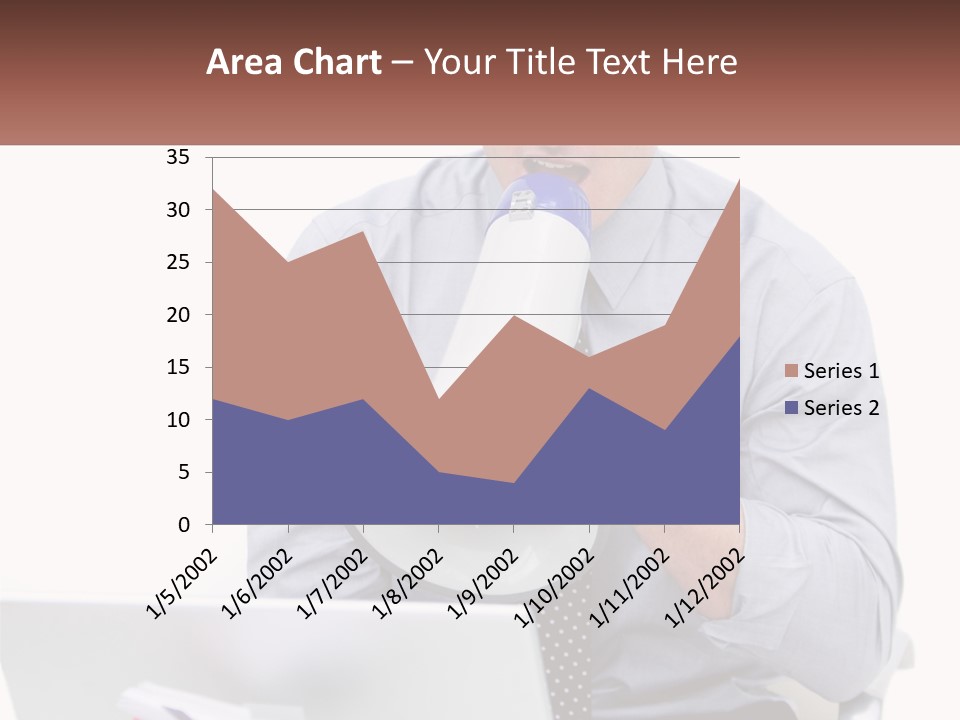 A Man Holding A Megaphone In Front Of A Laptop PowerPoint Template
