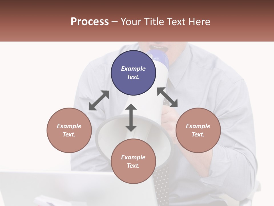 A Man Holding A Megaphone In Front Of A Laptop PowerPoint Template