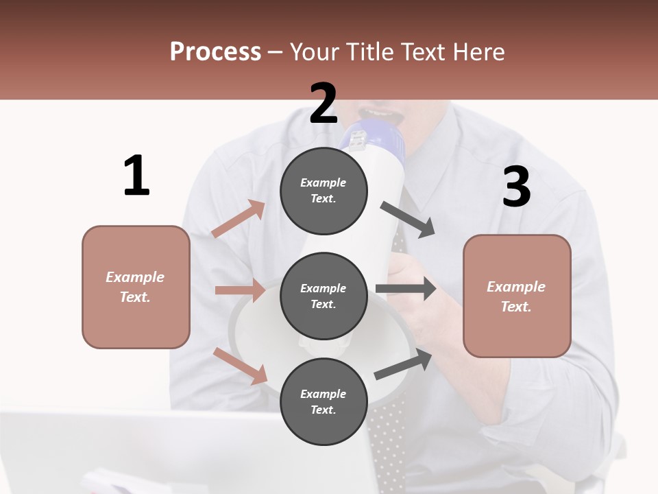 A Man Holding A Megaphone In Front Of A Laptop PowerPoint Template