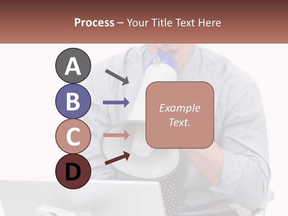 A Man Holding A Megaphone In Front Of A Laptop PowerPoint Template