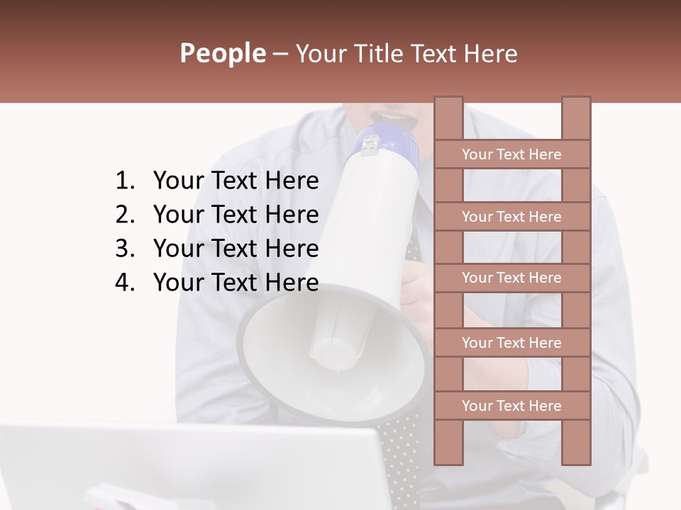 A Man Holding A Megaphone In Front Of A Laptop PowerPoint Template