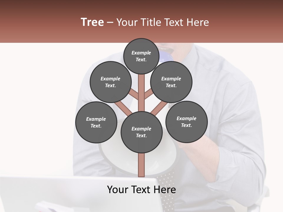 A Man Holding A Megaphone In Front Of A Laptop PowerPoint Template