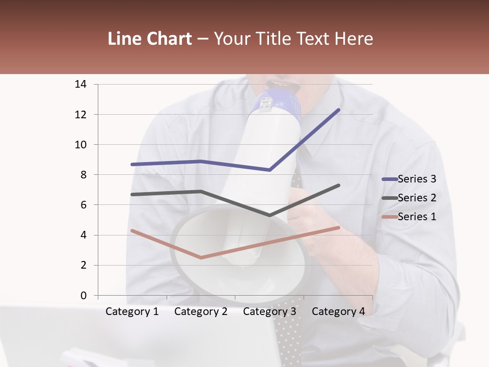 A Man Holding A Megaphone In Front Of A Laptop PowerPoint Template