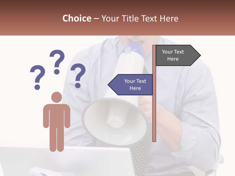 A Man Holding A Megaphone In Front Of A Laptop PowerPoint Template