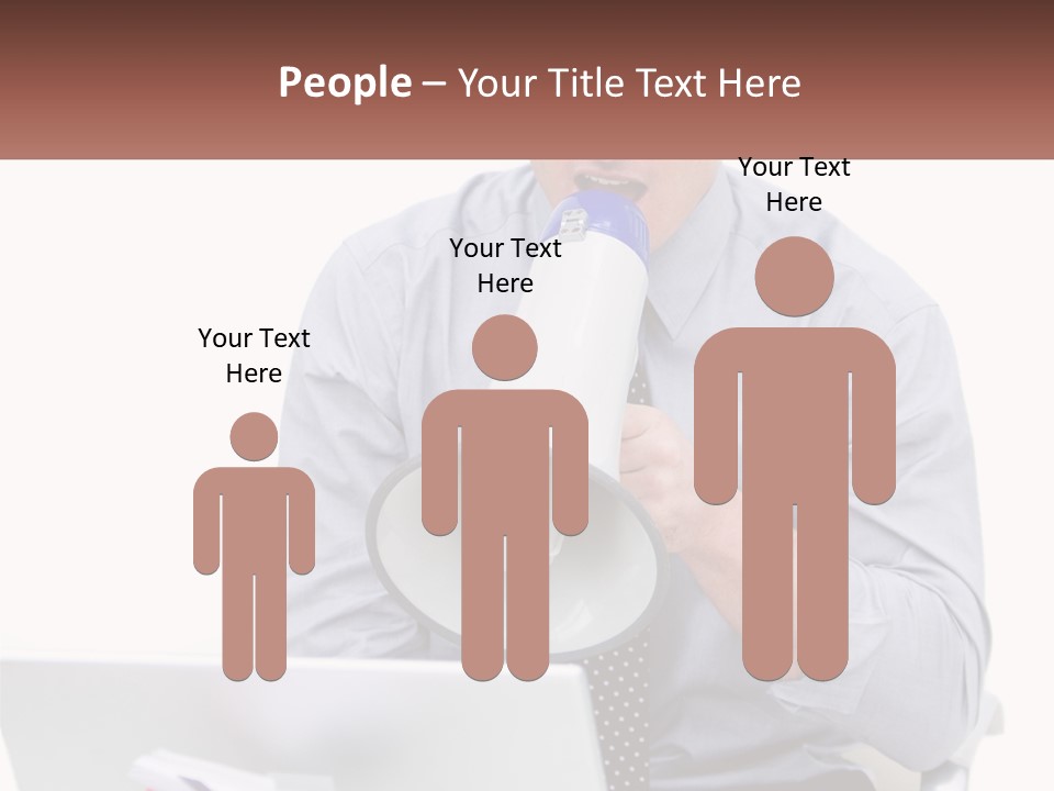 A Man Holding A Megaphone In Front Of A Laptop PowerPoint Template