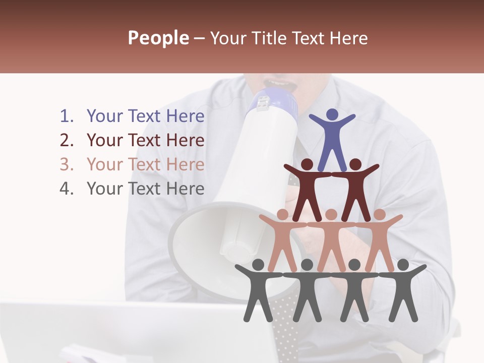 A Man Holding A Megaphone In Front Of A Laptop PowerPoint Template