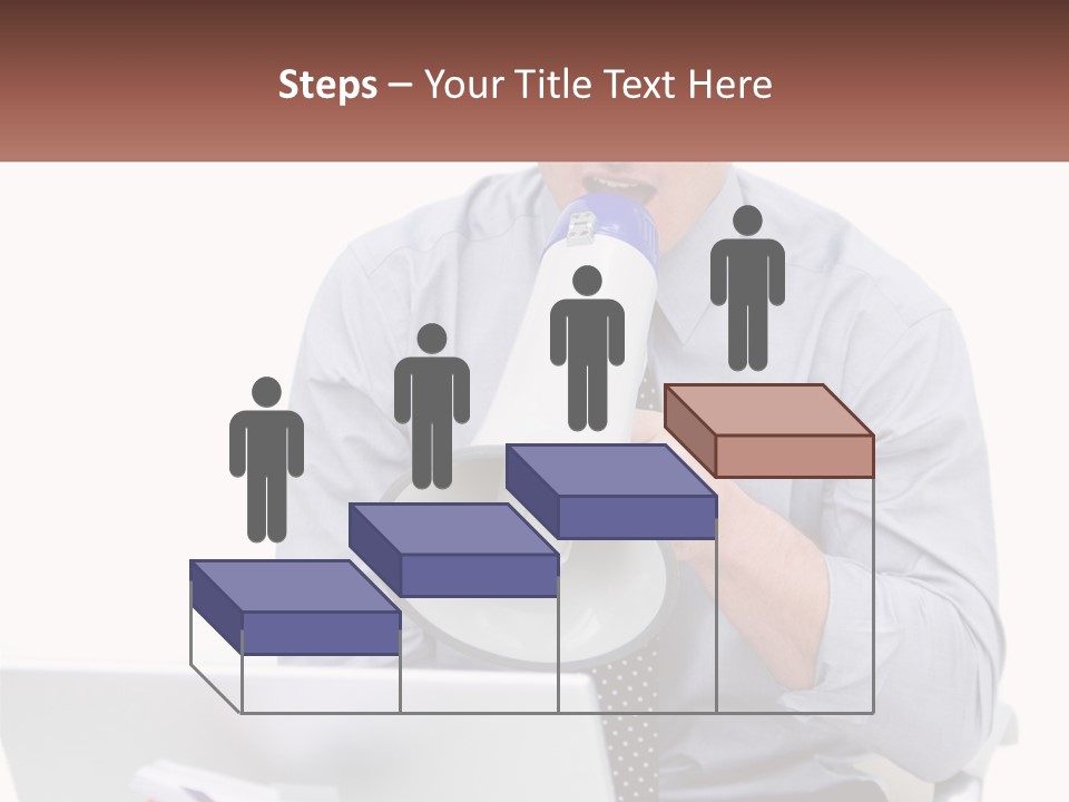 A Man Holding A Megaphone In Front Of A Laptop PowerPoint Template