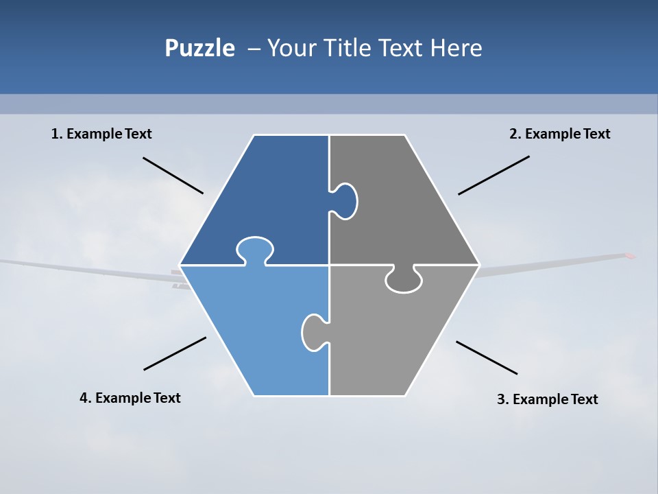 A Small Airplane Flying Through A Cloudy Blue Sky PowerPoint Template