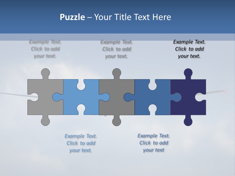 A Small Airplane Flying Through A Cloudy Blue Sky PowerPoint Template