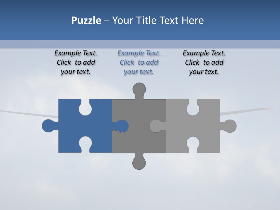 A Small Airplane Flying Through A Cloudy Blue Sky PowerPoint Template