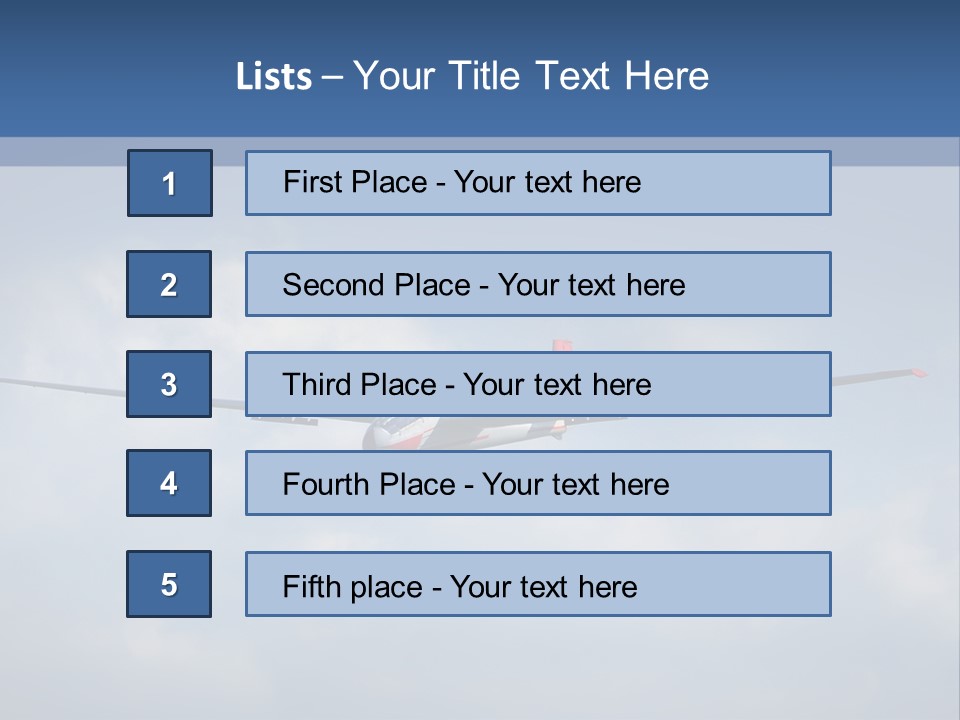 A Small Airplane Flying Through A Cloudy Blue Sky PowerPoint Template