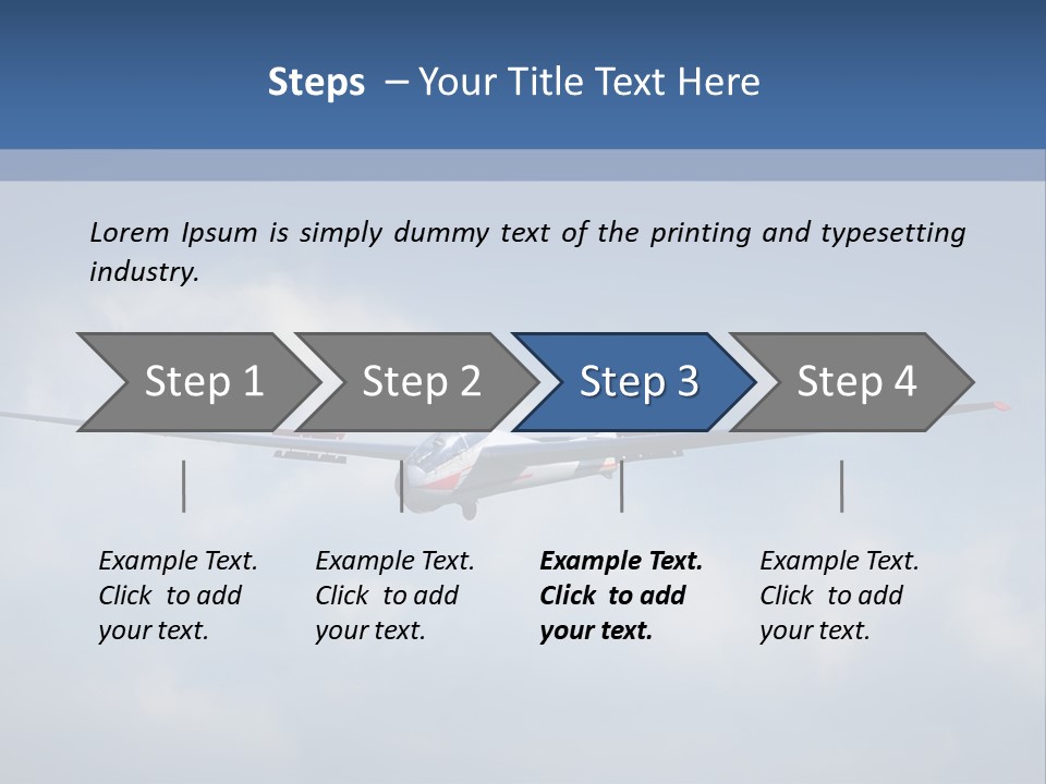 A Small Airplane Flying Through A Cloudy Blue Sky PowerPoint Template