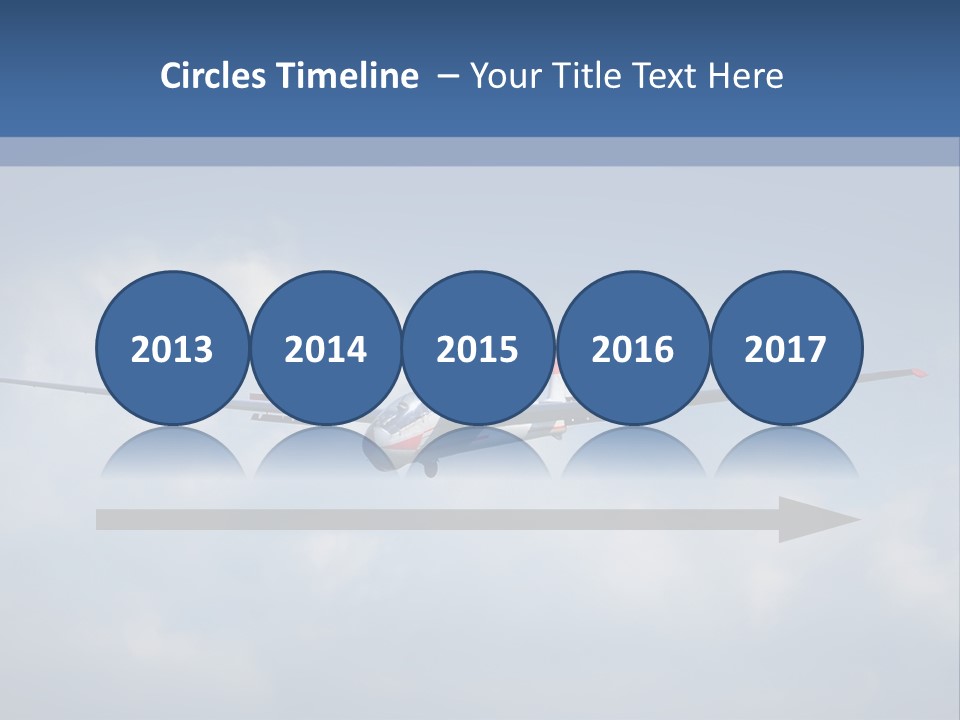 A Small Airplane Flying Through A Cloudy Blue Sky PowerPoint Template