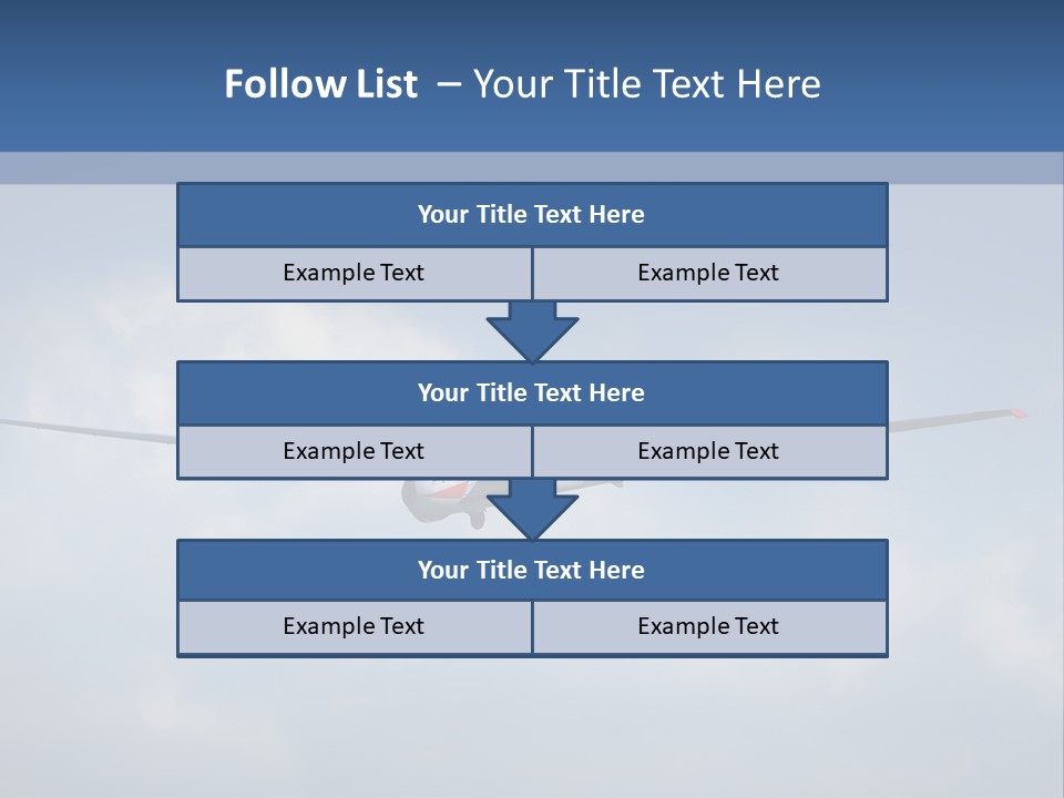 A Small Airplane Flying Through A Cloudy Blue Sky PowerPoint Template