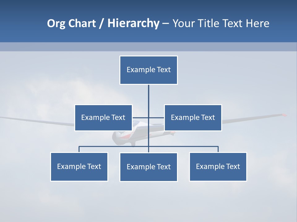 A Small Airplane Flying Through A Cloudy Blue Sky PowerPoint Template