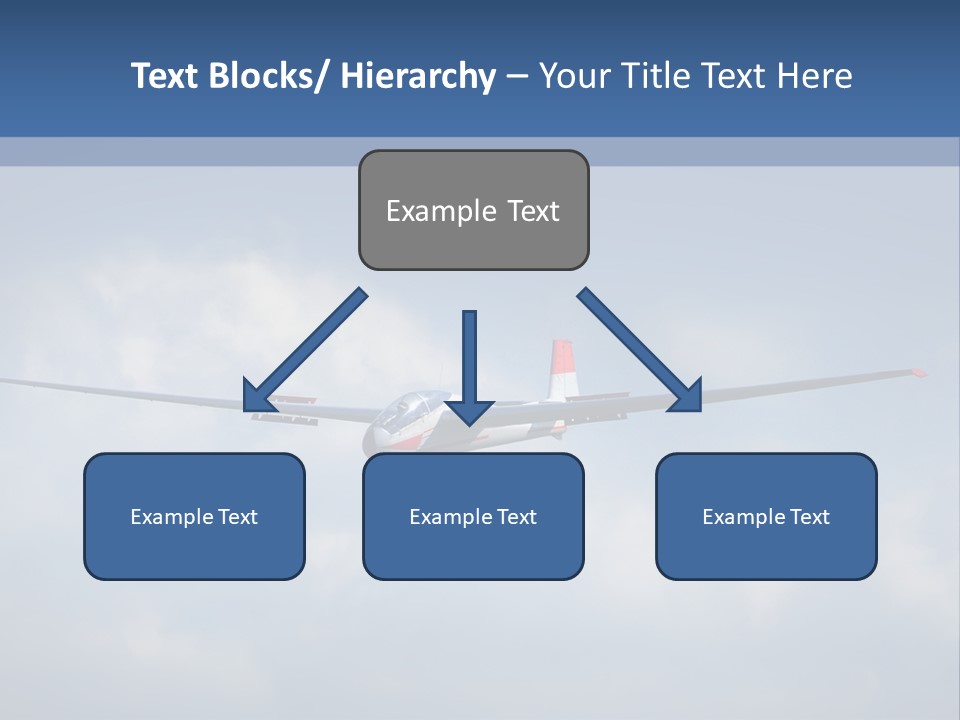 A Small Airplane Flying Through A Cloudy Blue Sky PowerPoint Template