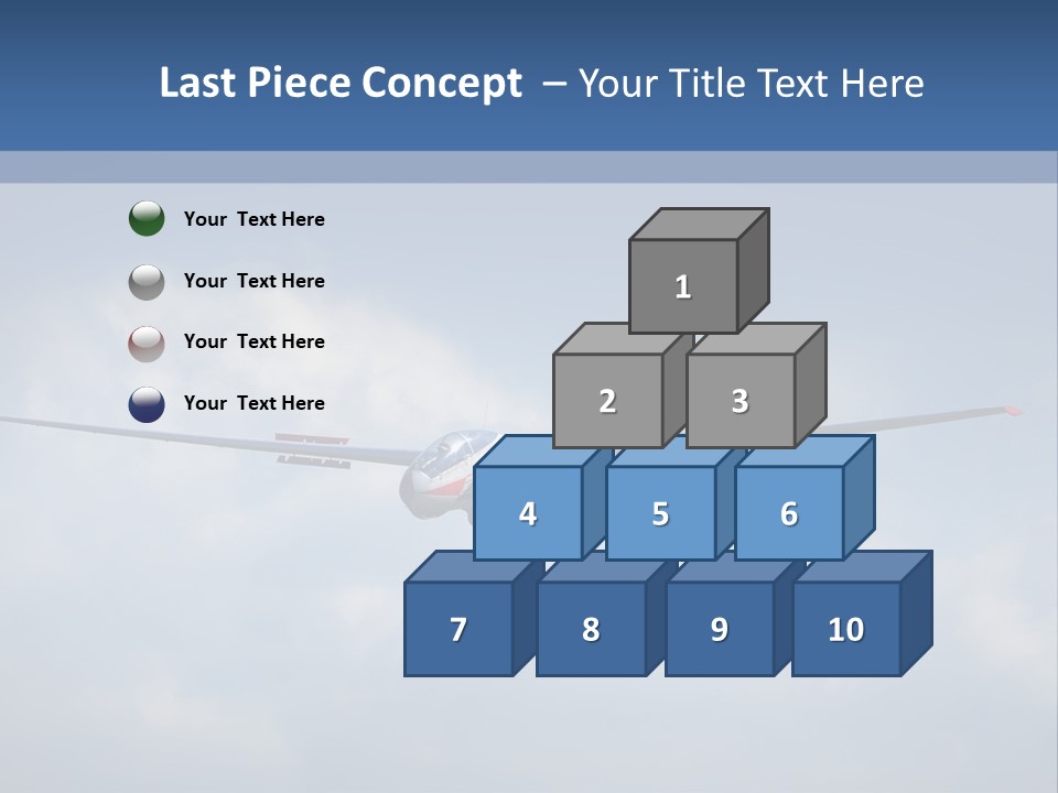 A Small Airplane Flying Through A Cloudy Blue Sky PowerPoint Template