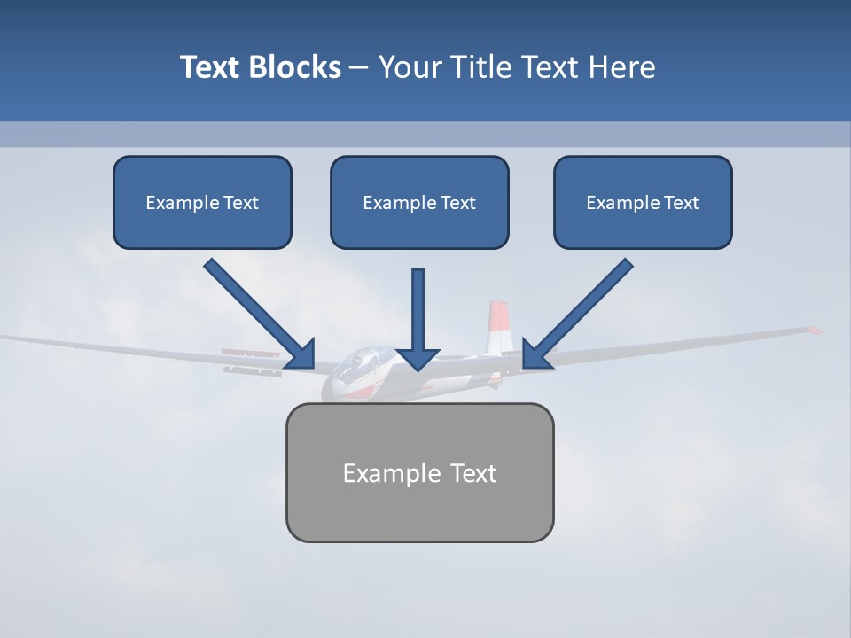 A Small Airplane Flying Through A Cloudy Blue Sky PowerPoint Template