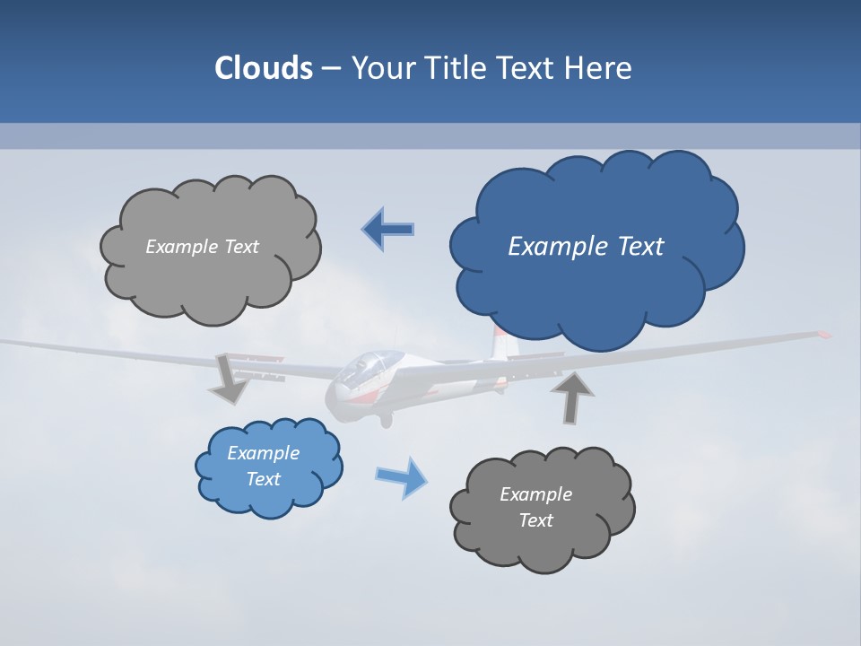 A Small Airplane Flying Through A Cloudy Blue Sky PowerPoint Template