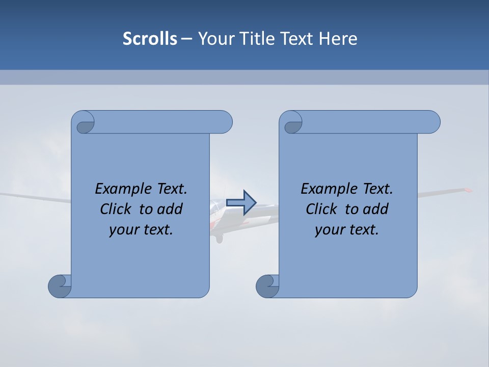 A Small Airplane Flying Through A Cloudy Blue Sky PowerPoint Template