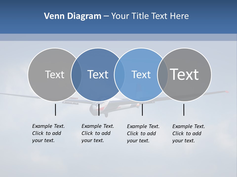 A Small Airplane Flying Through A Cloudy Blue Sky PowerPoint Template